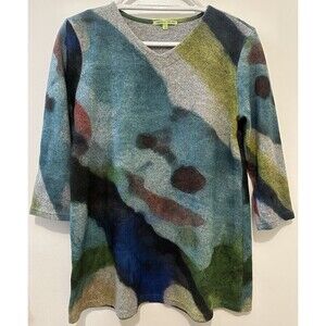 Trisha Tyler Abstract Print Tunic Top Small 3/4 Sleeve Stretch Korea